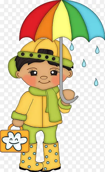 卡通儿童雨天形象