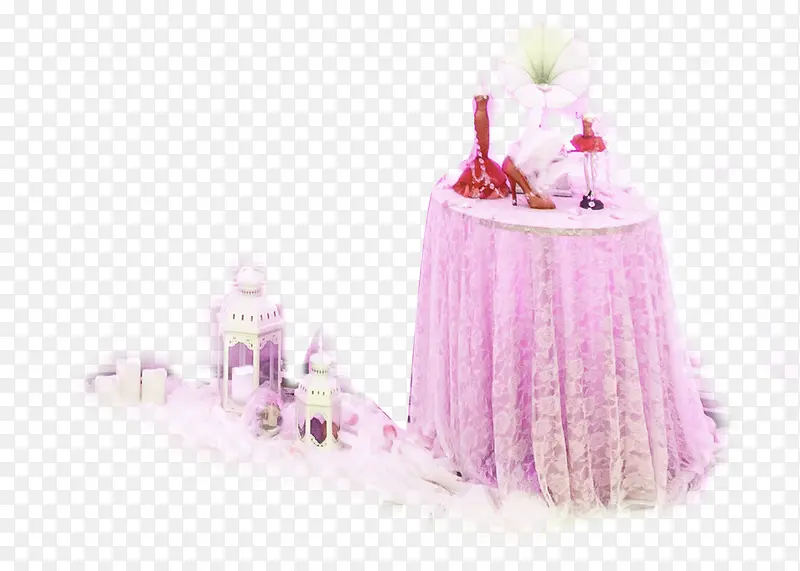 粉色唯美餐桌展示区图片