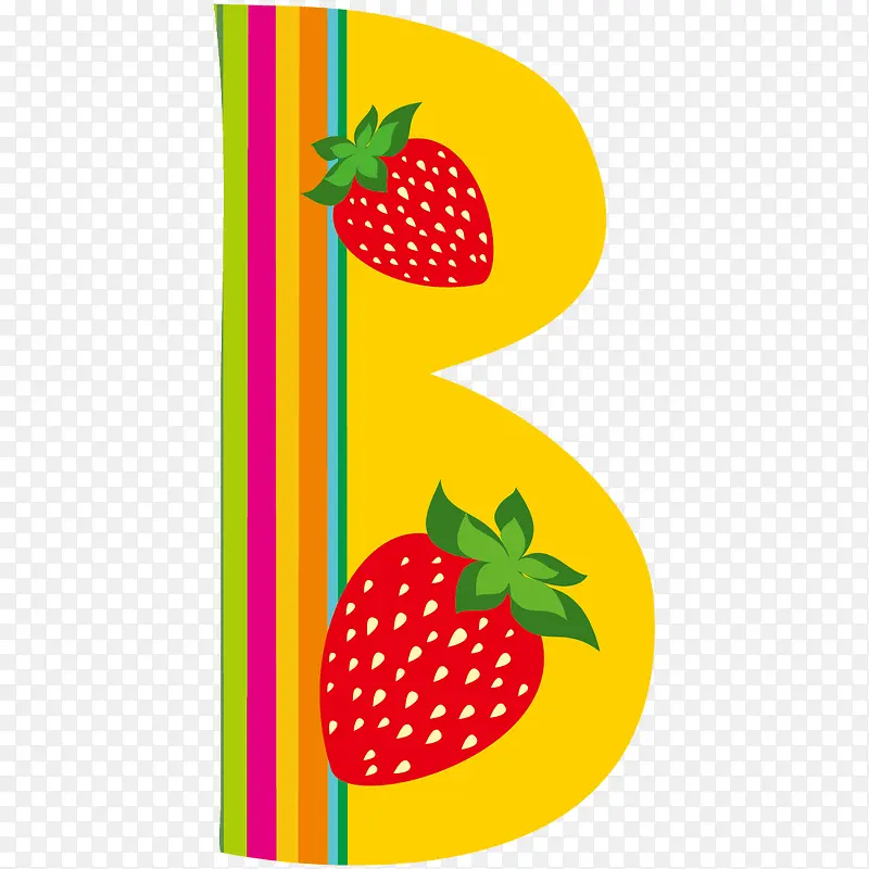卡通创意水果字母B