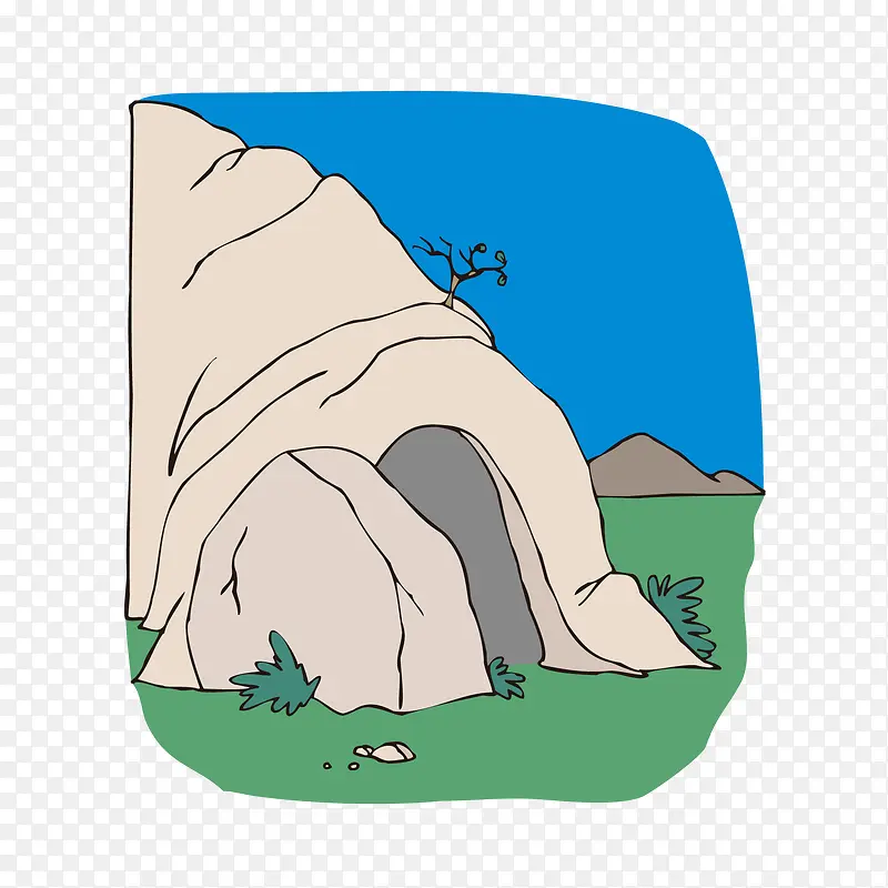 山洞风景插画矢量