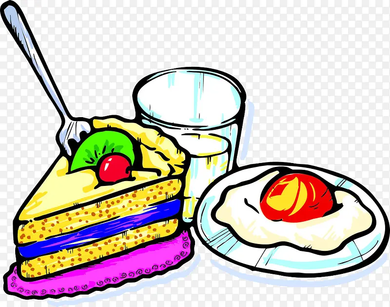 彩色卡通手绘营养早餐