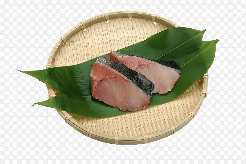 竹叶上的鱼肉矢量
