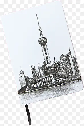 手绘素描合成城市建筑东方明珠