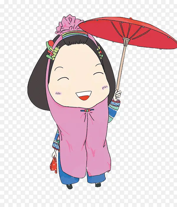 撑伞的惠安女孩卡通造型