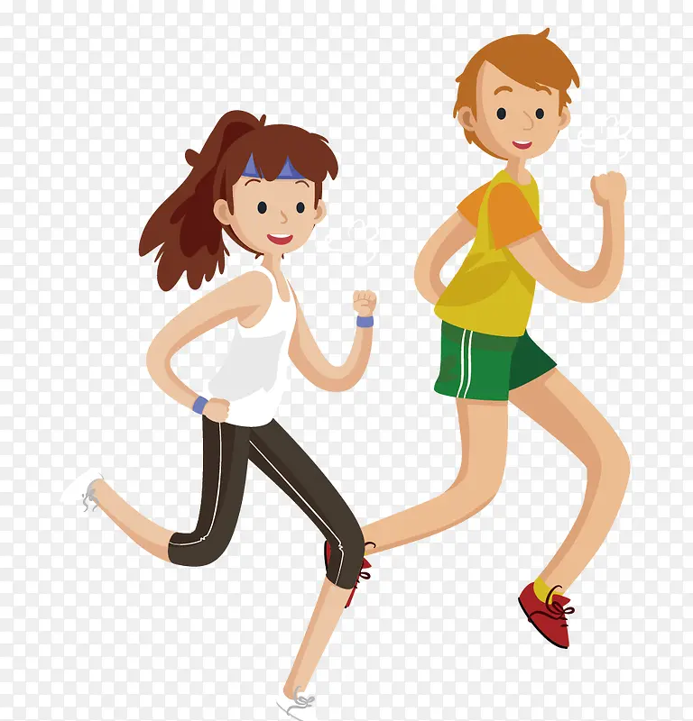 卡通手绘全民健身日跑步