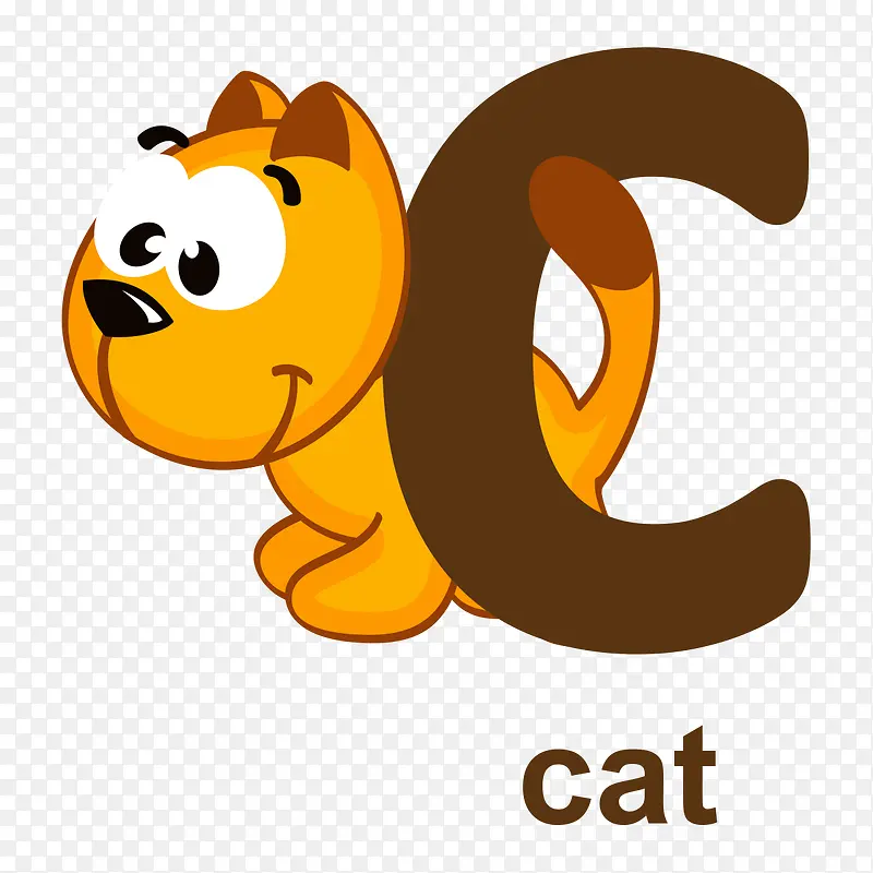 可爱动物猫咪字母C