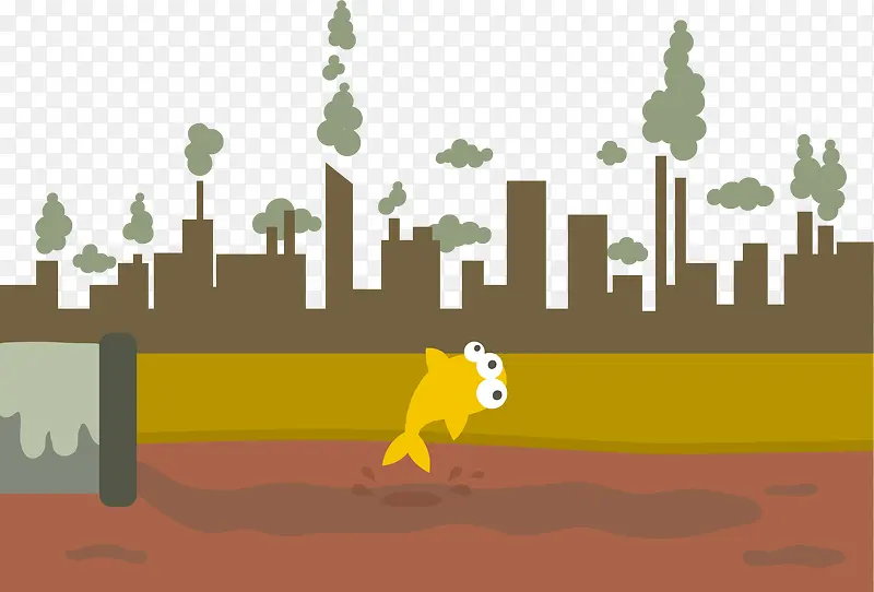 矢量手绘环境污染插画