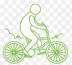 绿色线条人物单车
