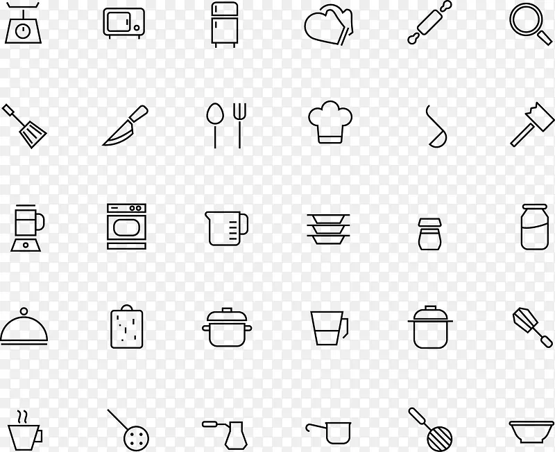 厨房烹饪线型矢量图标icon