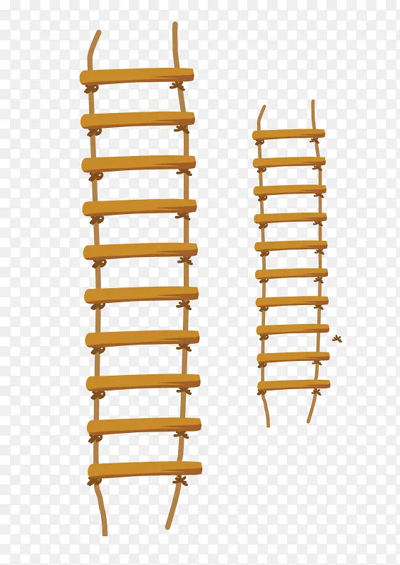土黄色麻绳制梯子