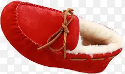 红色冬日豆豆鞋舒适