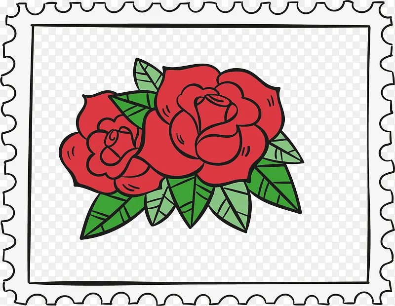 红色玫瑰花邮票