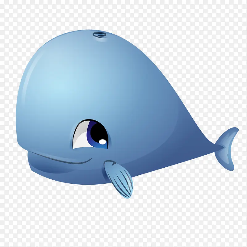 矢量卡通可爱巨大蓝色鲸鱼