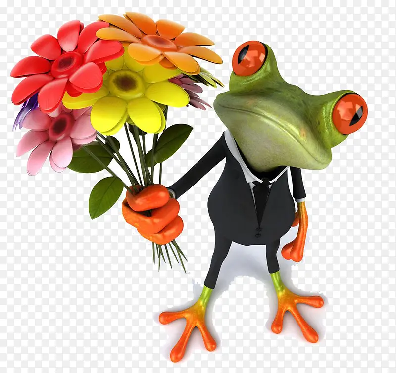 拿鲜花的青蛙王子