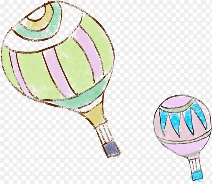 手绘彩色热气球插画