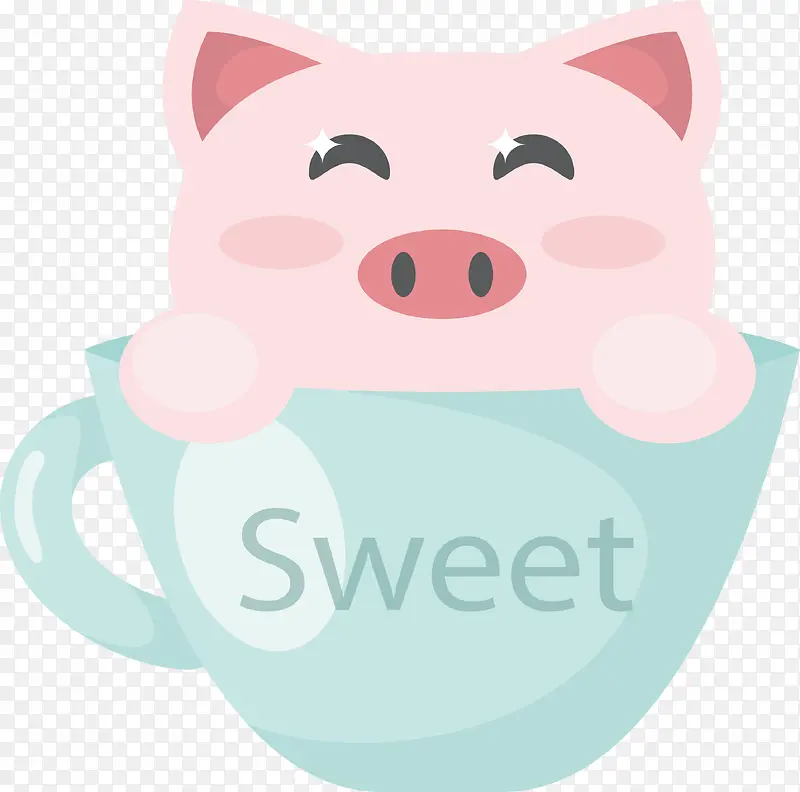 甜蜜的杯子小猪