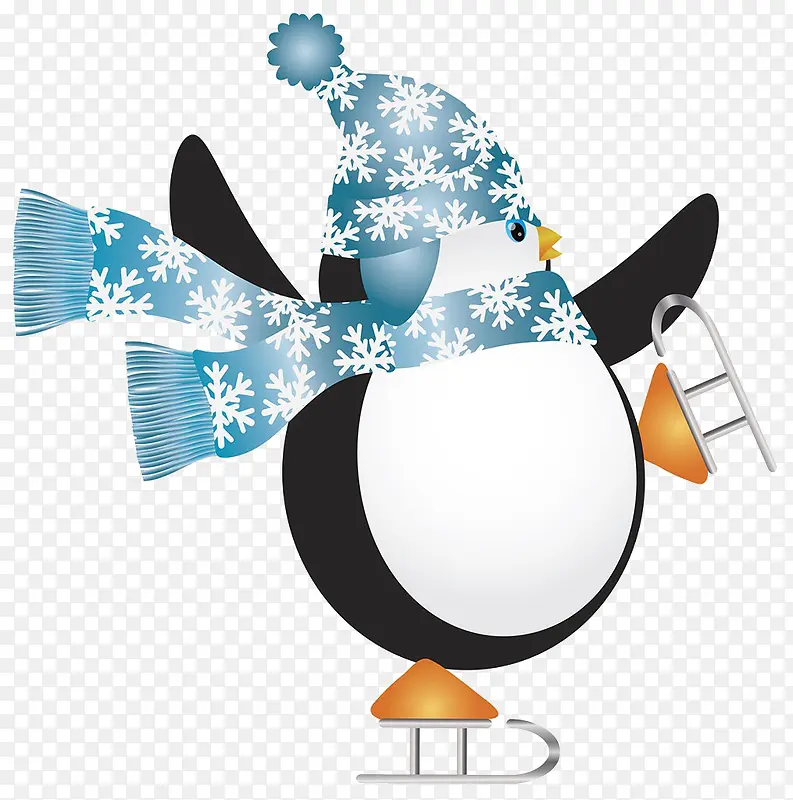 企鹅滑冰插画