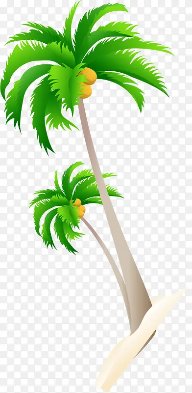 摄影手绘椰子树沙滩海边