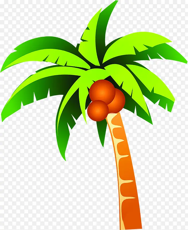 摄影手绘沙滩椰子树