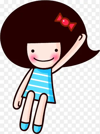 招手的小女孩六一儿童节png图片素材