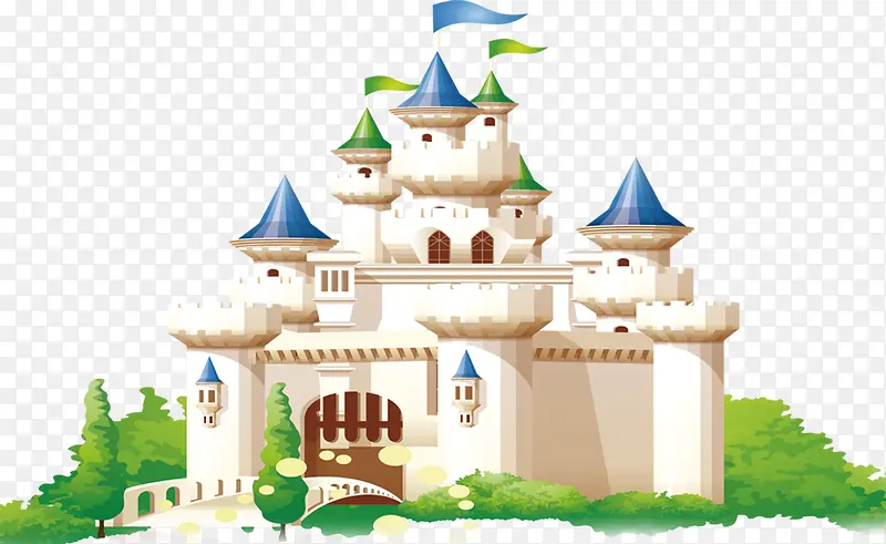 精致城堡卡通装饰图案