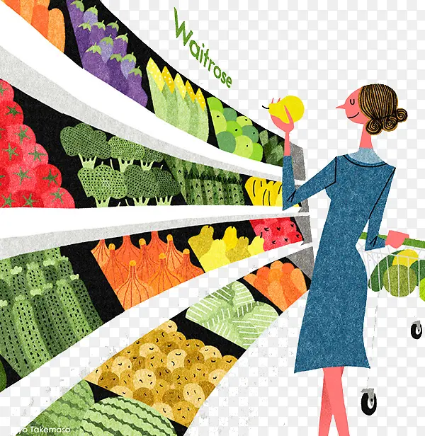 超市买菜的女人图