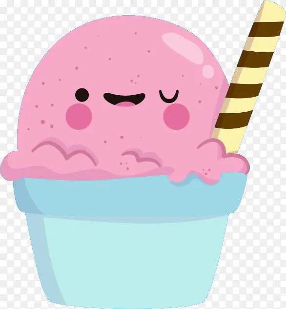 夏日冷饮可爱粉色冰淇淋