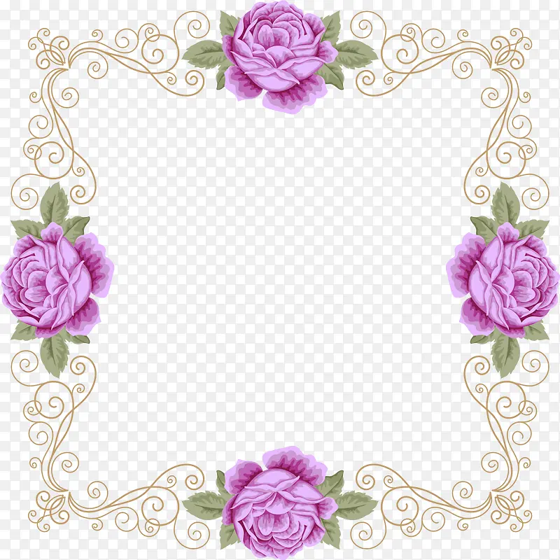 紫色清新花朵框架