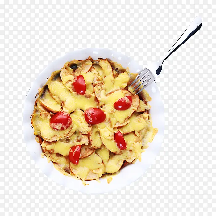土豆焗饭和叉子