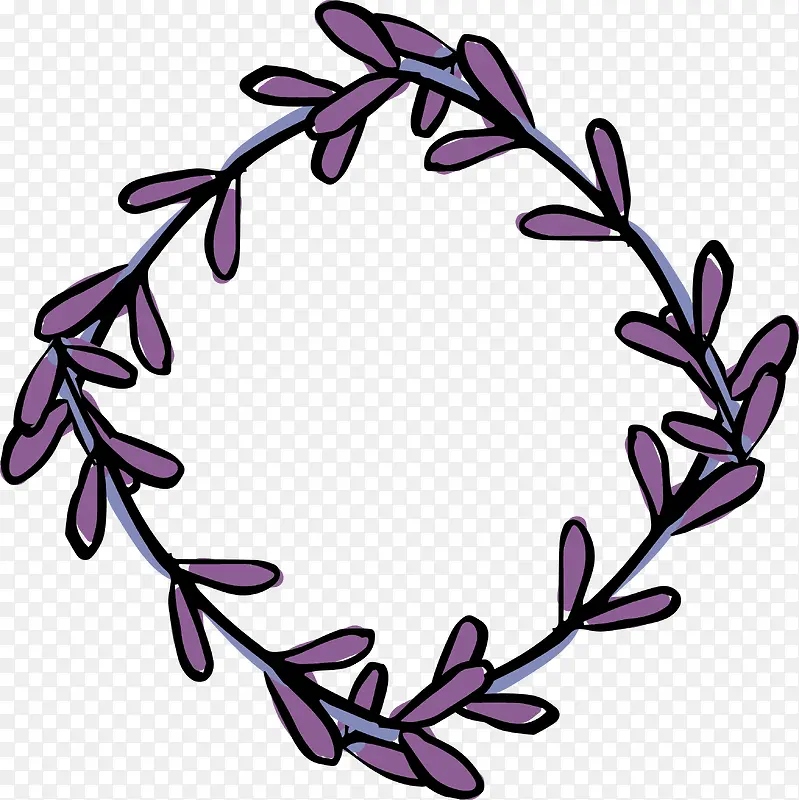 紫色手绘树藤边框