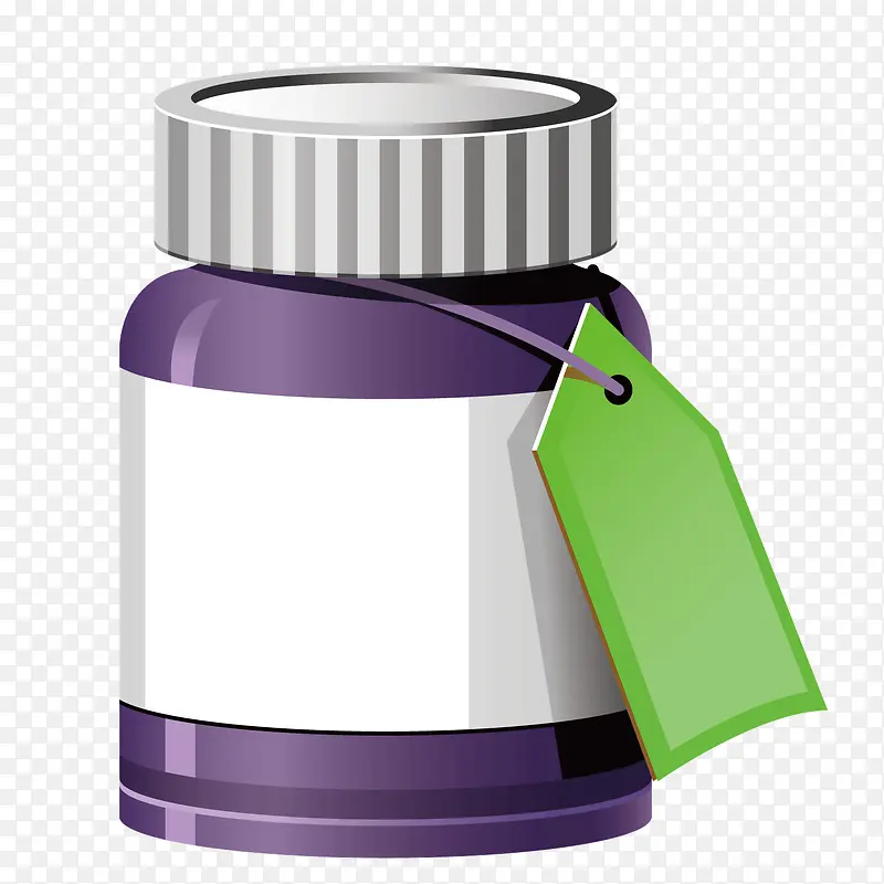 矢量紫色塑料药瓶