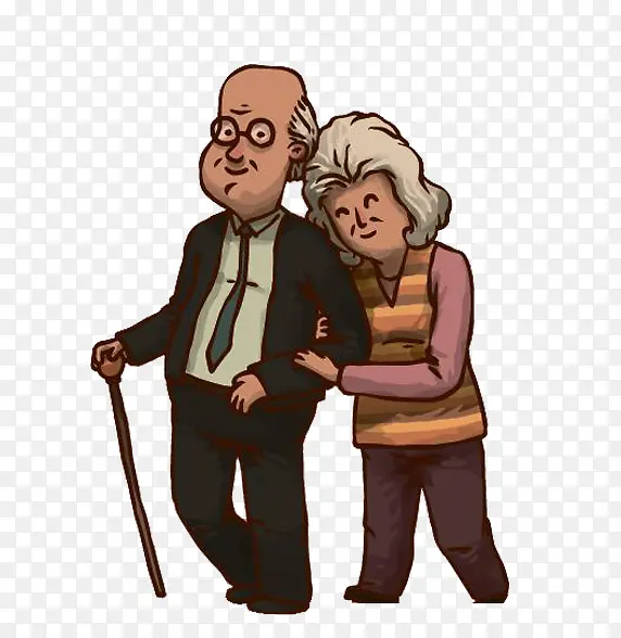 一起散步的老年夫妻