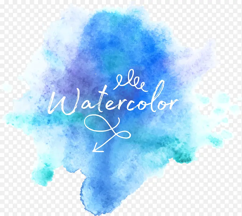 水蓝色水彩涂鸦