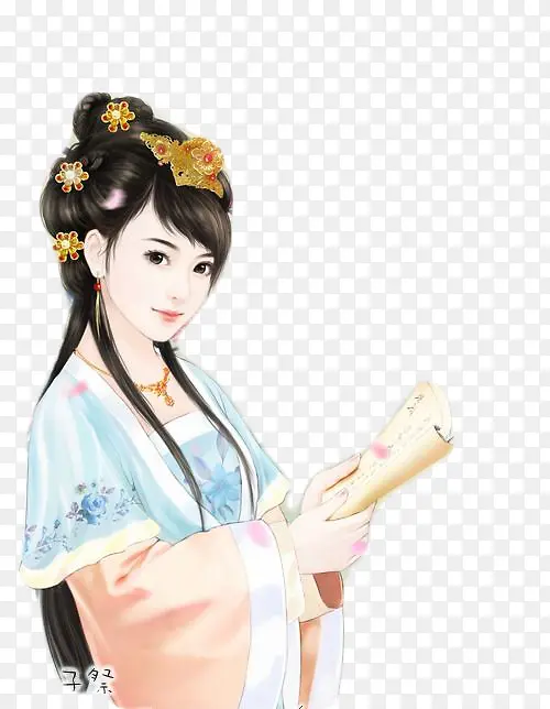 读书女子古风立绘
