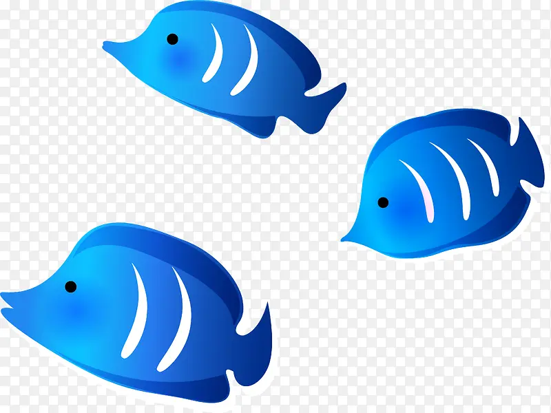蓝色热带鱼插图矢量图