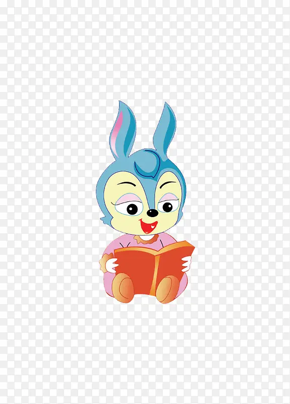 卡通可爱兔子读书