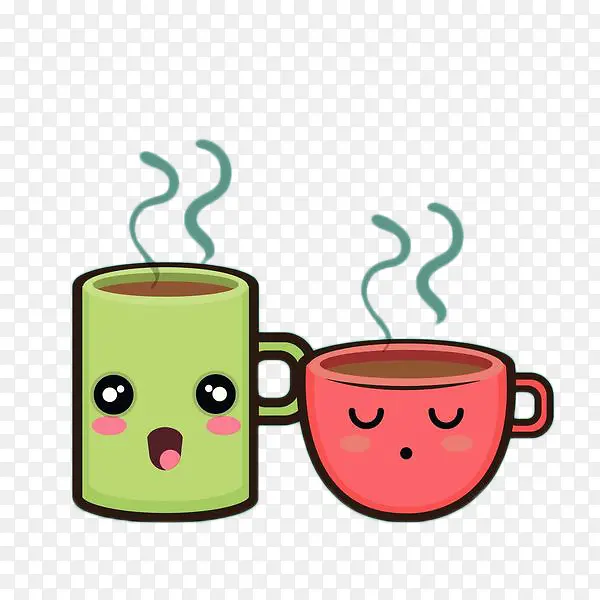 手绘彩色茶杯