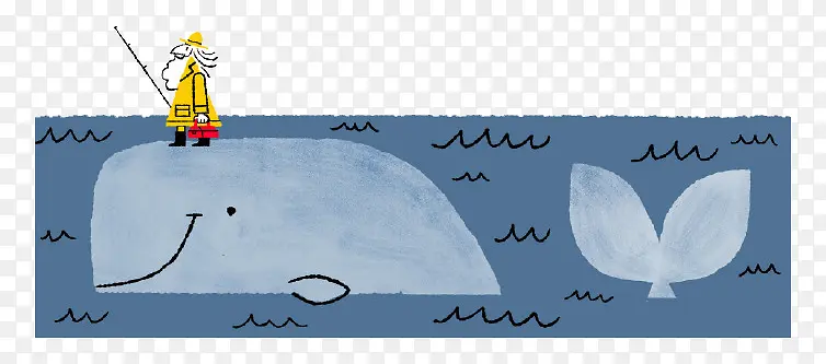 卡通大海鲸鱼