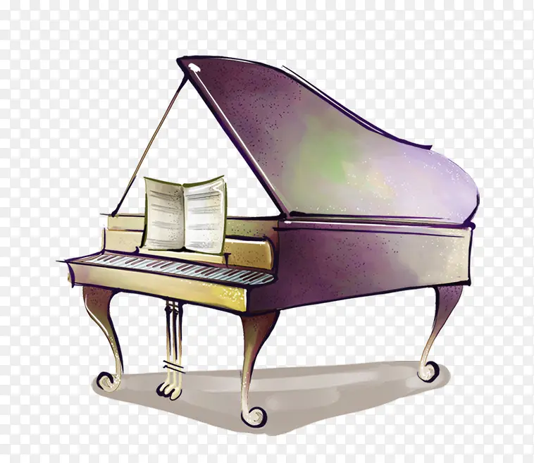 手绘紫色钢琴