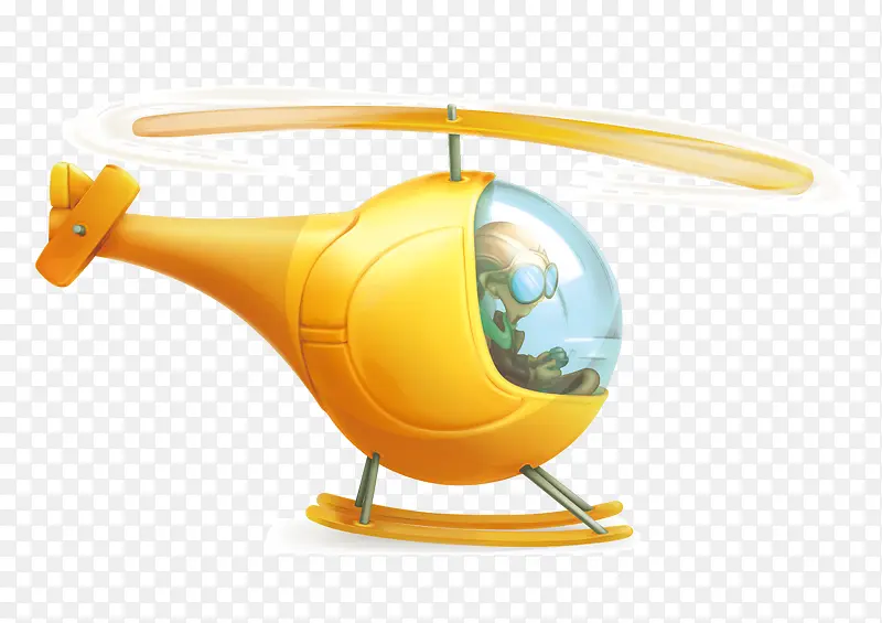 卡通黄色直升飞机png