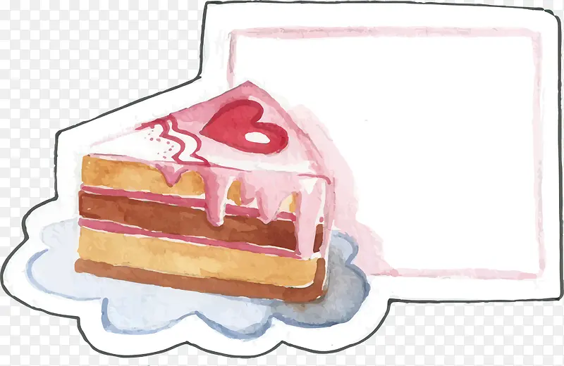 粉红色水彩手绘蛋糕