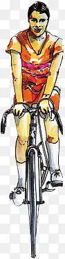 高清创意漫画合成效果骑自行车的小男孩