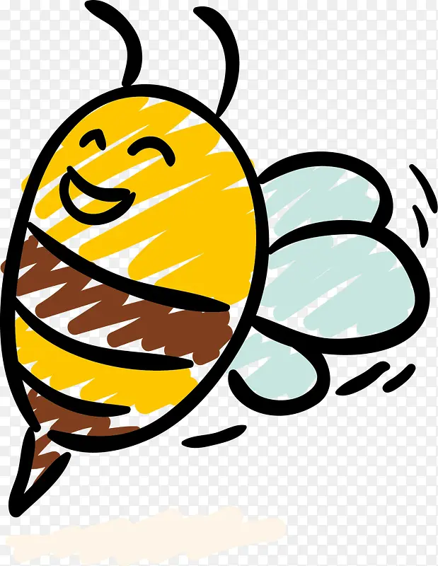 黄色微笑手绘蜜蜂