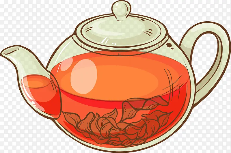 橙色简约茶壶装饰图案