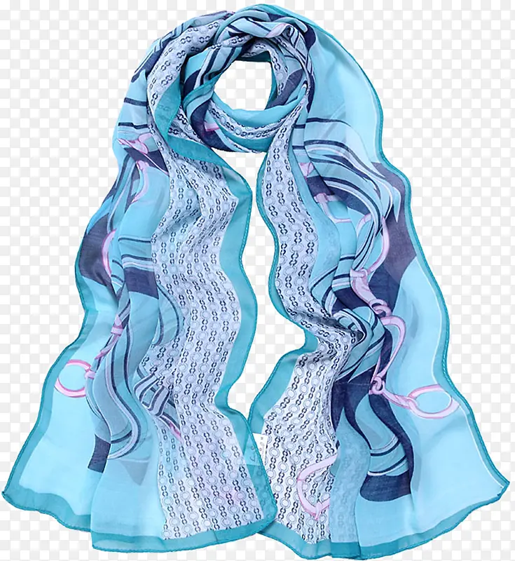 蓝色纱巾素材