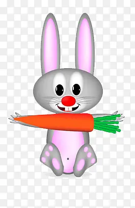 卡通兔子开心的托着胡萝卜