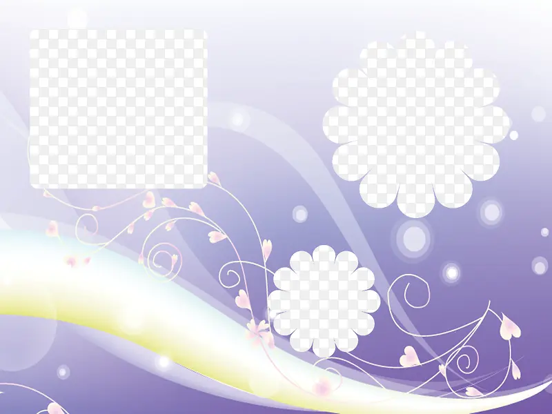紫色花纹照片边框背景元素