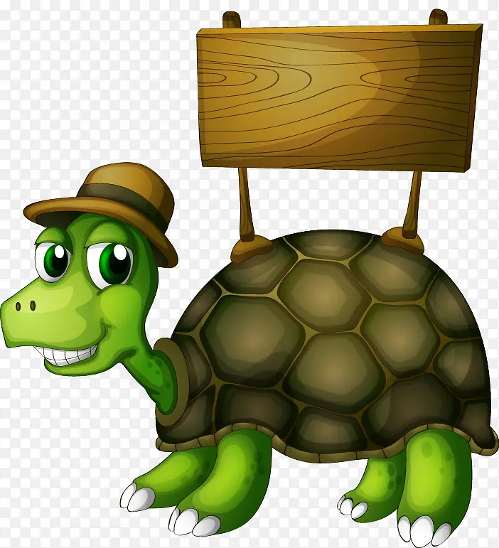 矢量卡通背着木板的乌龟