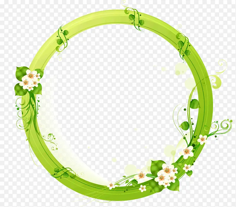 绿色圆圈上的花朵