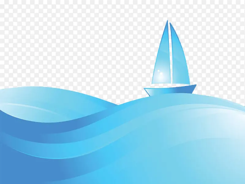 蓝色海浪帆船